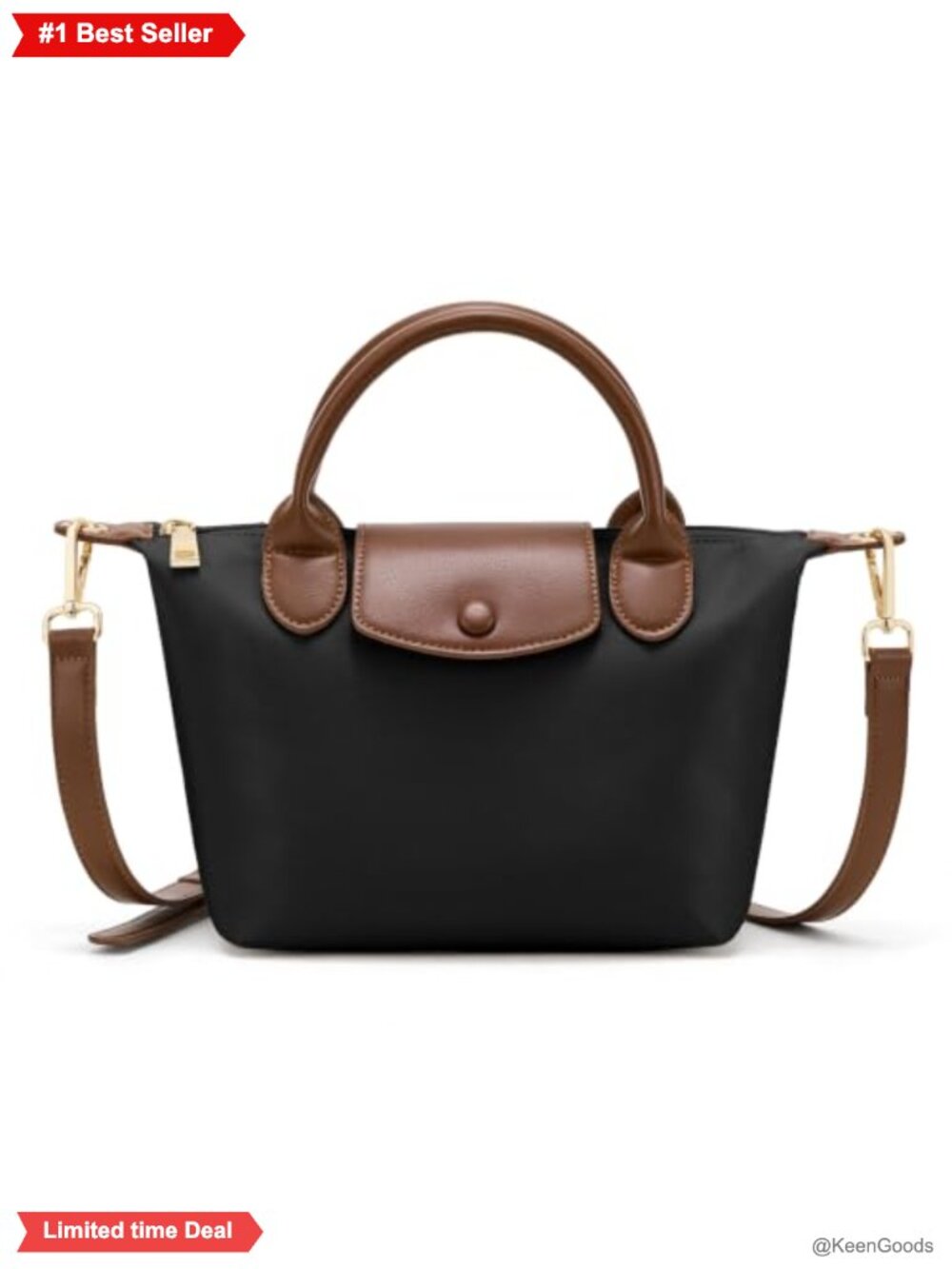 Small Nylon Crossbody Bag Mini Purse Vegan Leather Adjustable Strap